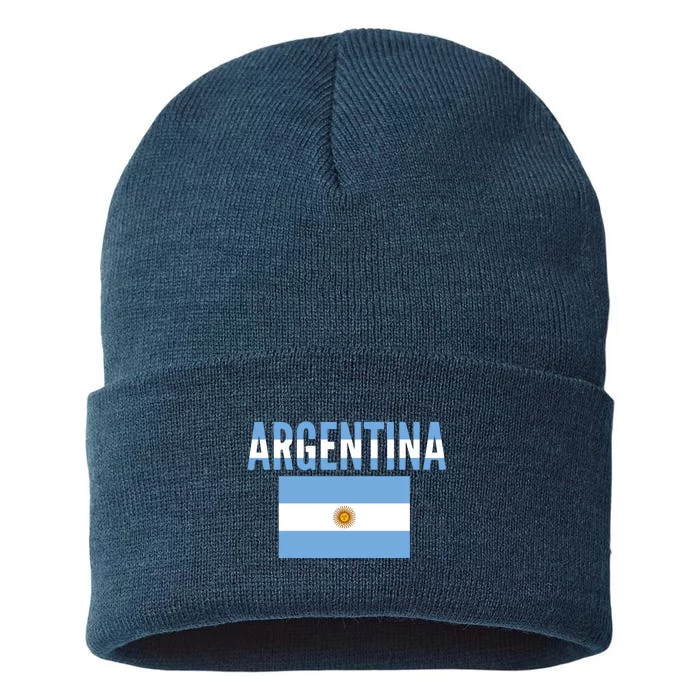 Cool Argentina Country Flag Soccer Sustainable Knit Beanie