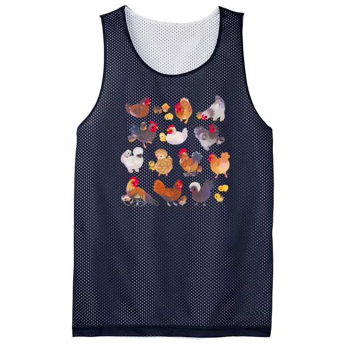 Chicken And Chick Pastel Mesh Reversible Basketball Jersey Tank