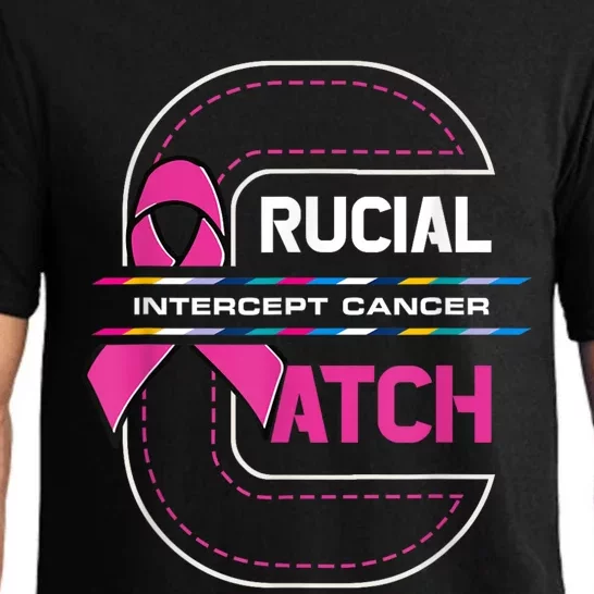 Crucial A Catch Intercept Cancer Breast Cancer Awareness Pajama Set