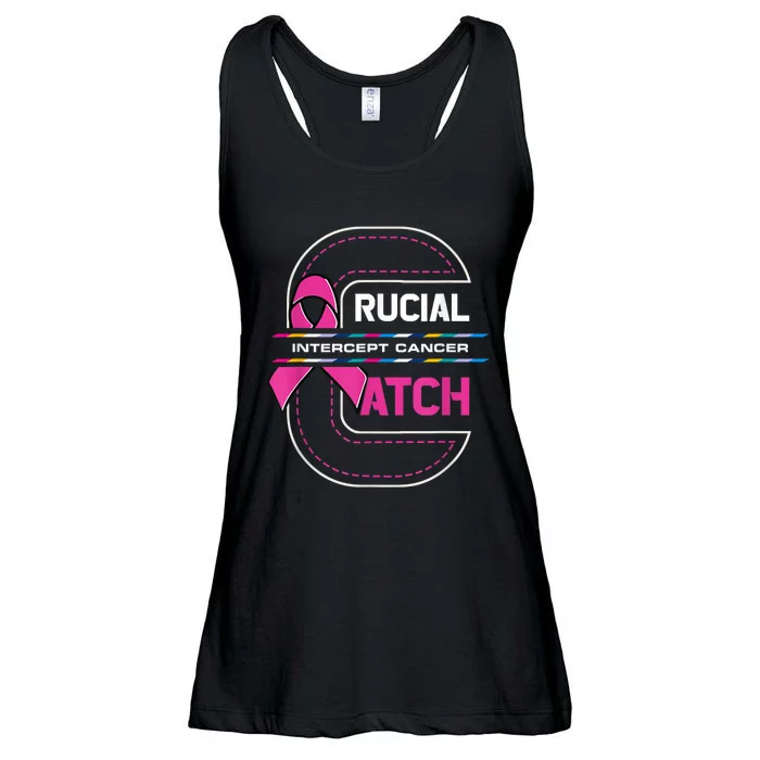 Crucial A Catch Intercept Cancer Breast Cancer Awareness Ladies Essential Flowy Tank