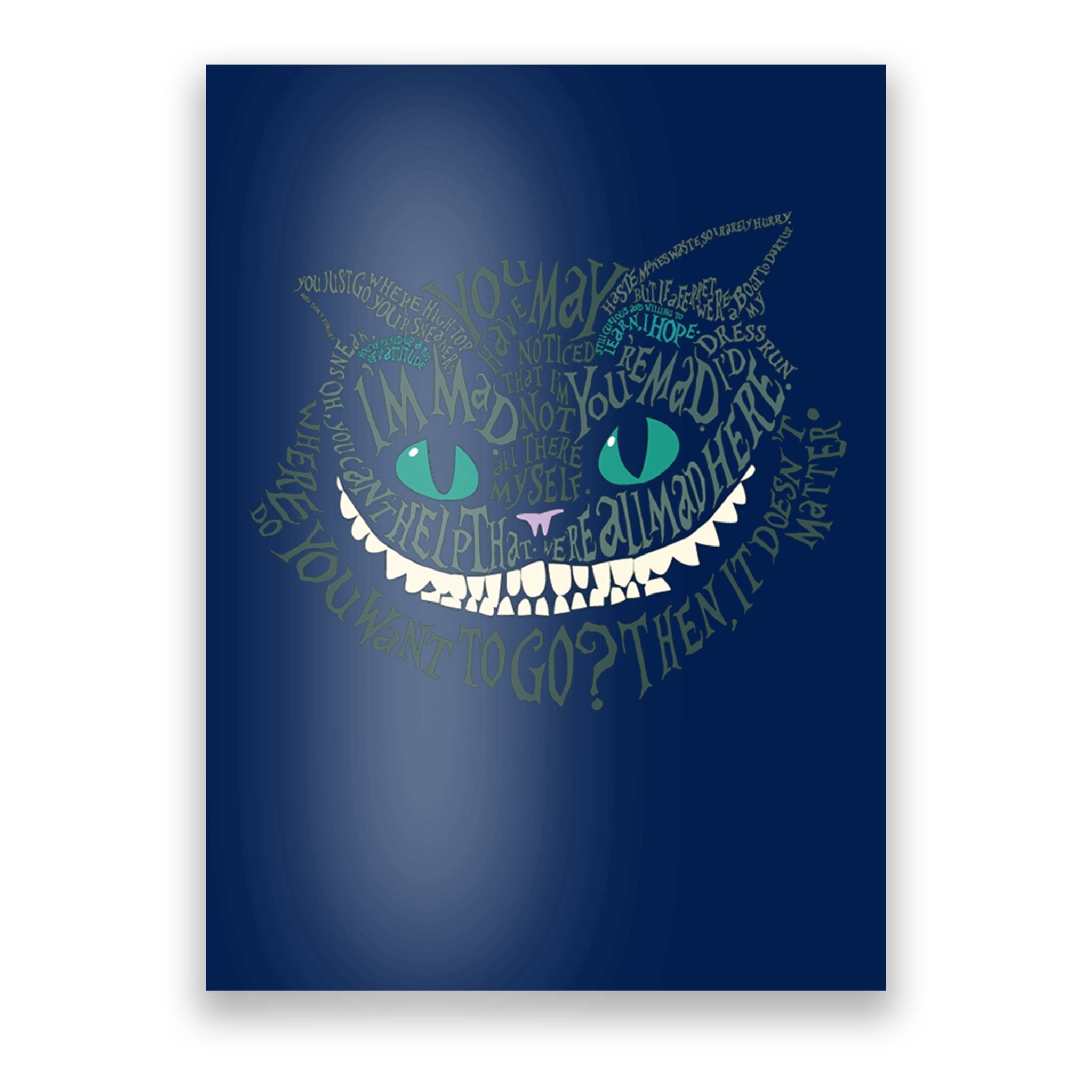 Alice in Wonderland Cheshire Cat We're All Mad Here stainless