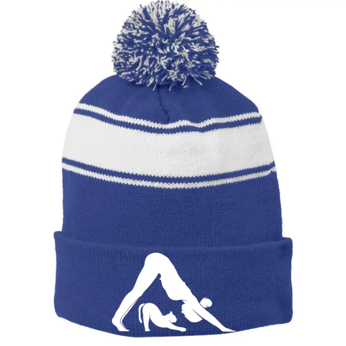 Cute And Cat Yoga Gift Stripe Pom Pom Beanie