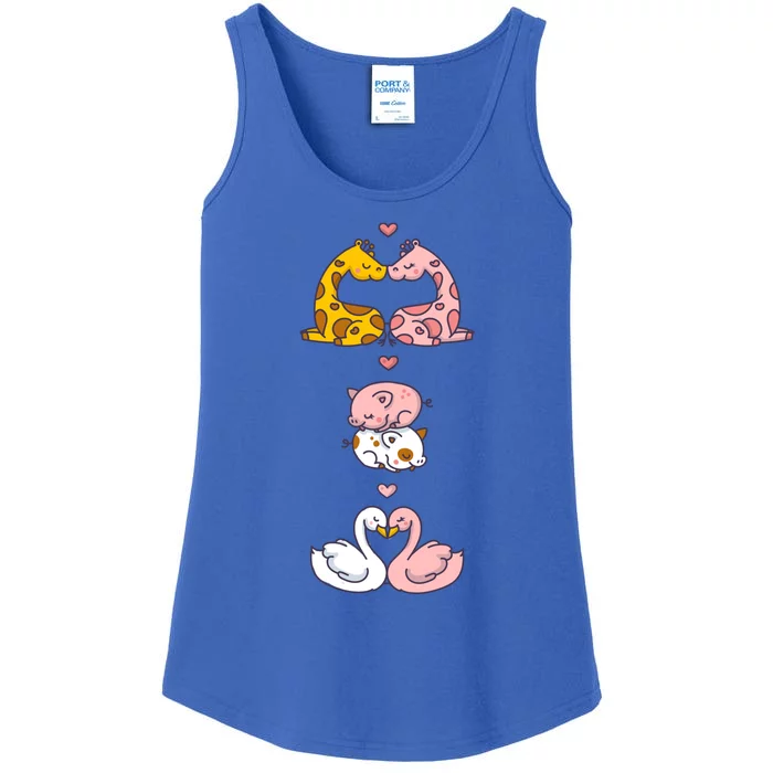 Cute Animal Couples In Love Tee Happy Valentine's Day Gift Funny Gift Ladies Essential Tank