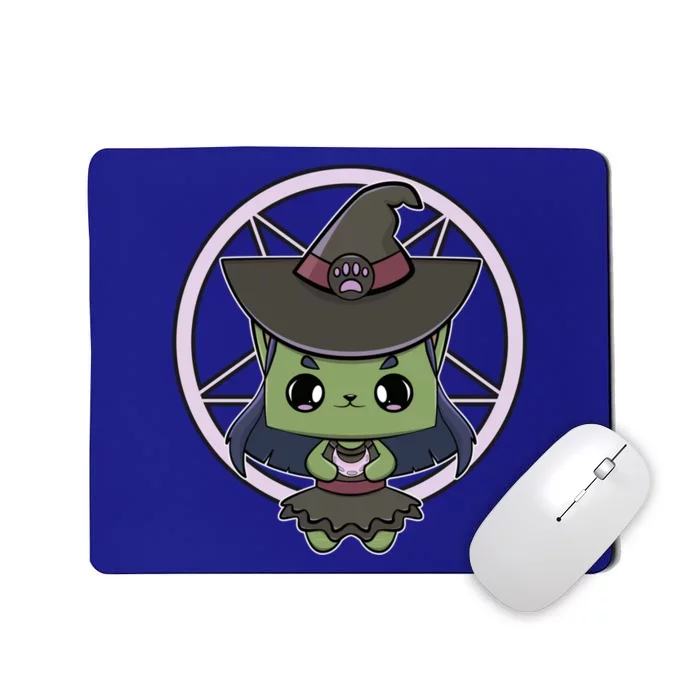 Cute Anime Cat Witch And Moon For Halloween Funny Gift Mousepad