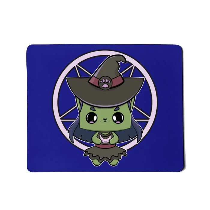 Cute Anime Cat Witch And Moon For Halloween Funny Gift Mousepad