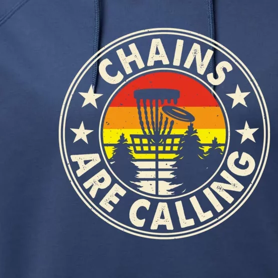 Chains Are Calling Disc Golf Frisbee Player Funny Gift Performance Fleece Hoodie