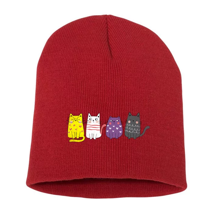 Cute Animal Cat Gift Non Binary Pride Agender Non Binary Short Acrylic Beanie