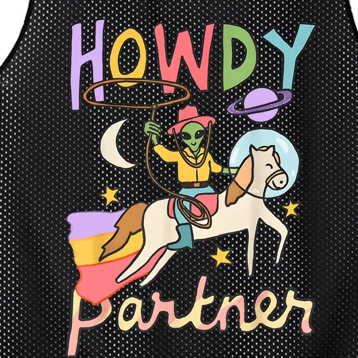 Cute Alien Cowboy UFO Howdy Partner Cowgirl Western Country Mesh Reversible Basketball Jersey Tank