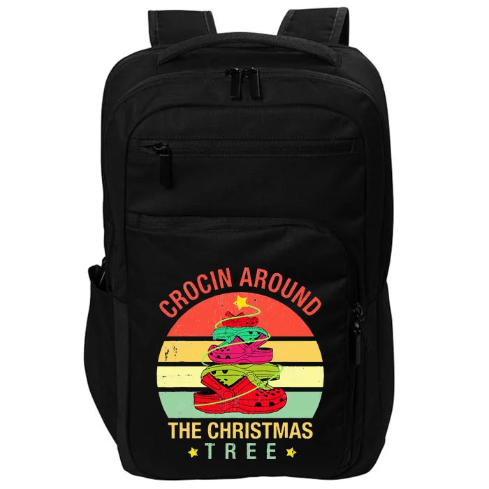 crocin around christmas tree funny holiday Impact Tech Backpack