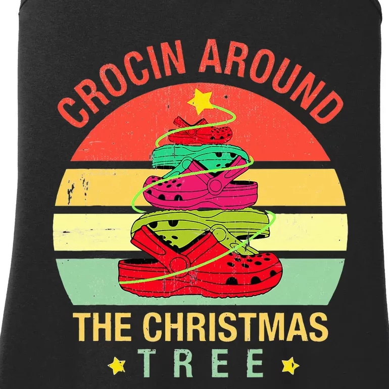 crocin around christmas tree funny holiday Ladies Essential Tank