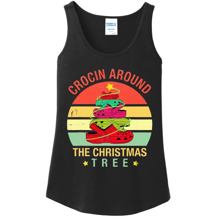 crocin around christmas tree funny holiday Ladies Essential Tank