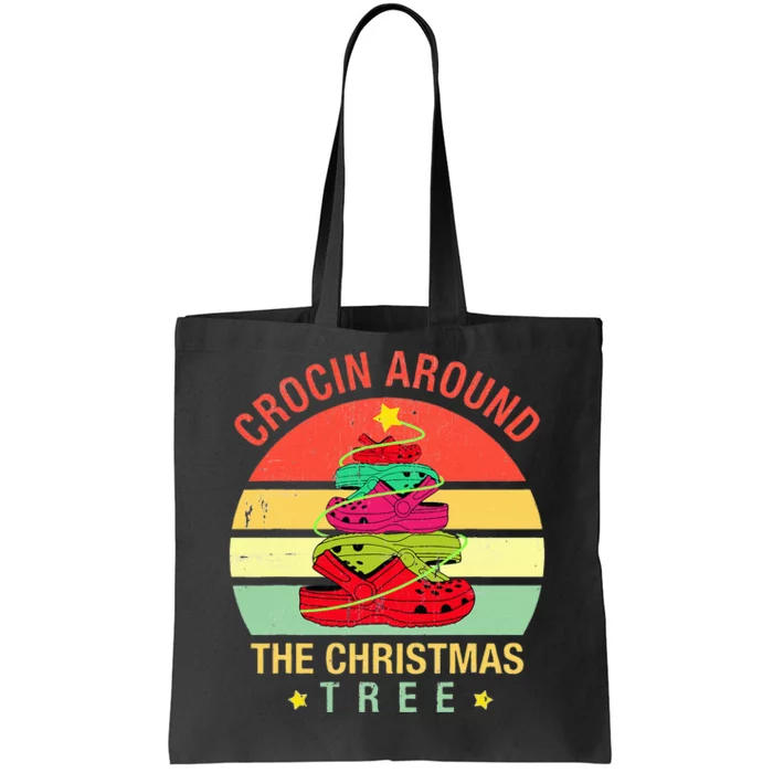 crocin around christmas tree funny holiday Tote Bag