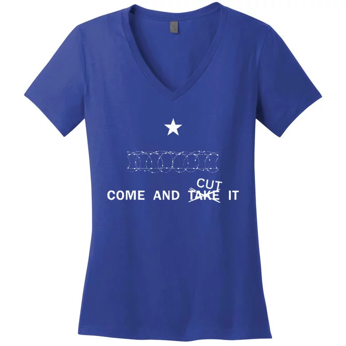 Come And Cut It Border Razor Wire Cutting Us Border Crossing Women's V-Neck T-Shirt