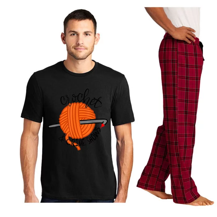 Crochet And Crimes Shows Funny True Crime Crocheting Lover Pajama Set