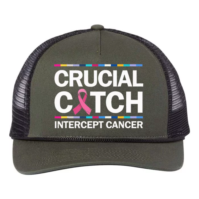 Crucial A Catch Intercept Cancer Breast Cancer Retro Rope Trucker Hat Cap