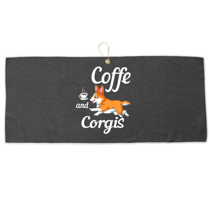 Coffee And Corgis Large Microfiber Waffle Golf Towel