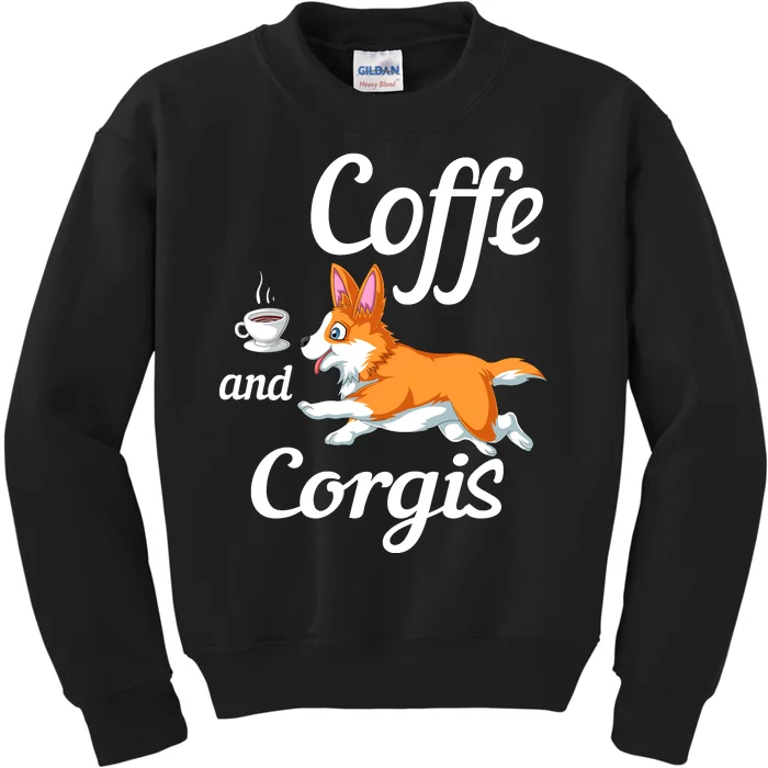 Coffee And Corgis Kids Sweatshirt