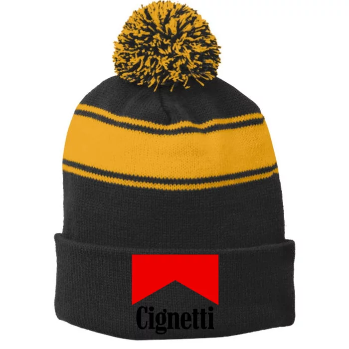 Cignetti Apparel Stripe Pom Pom Beanie