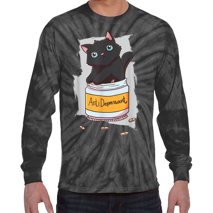 Cat Antidepressant Tie-Dye Long Sleeve Shirt