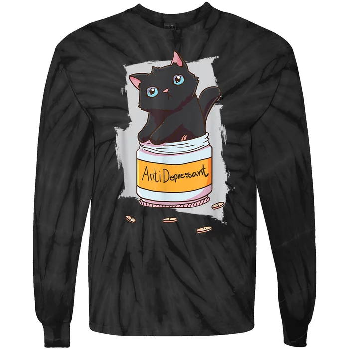 Cat Antidepressant Tie-Dye Long Sleeve Shirt