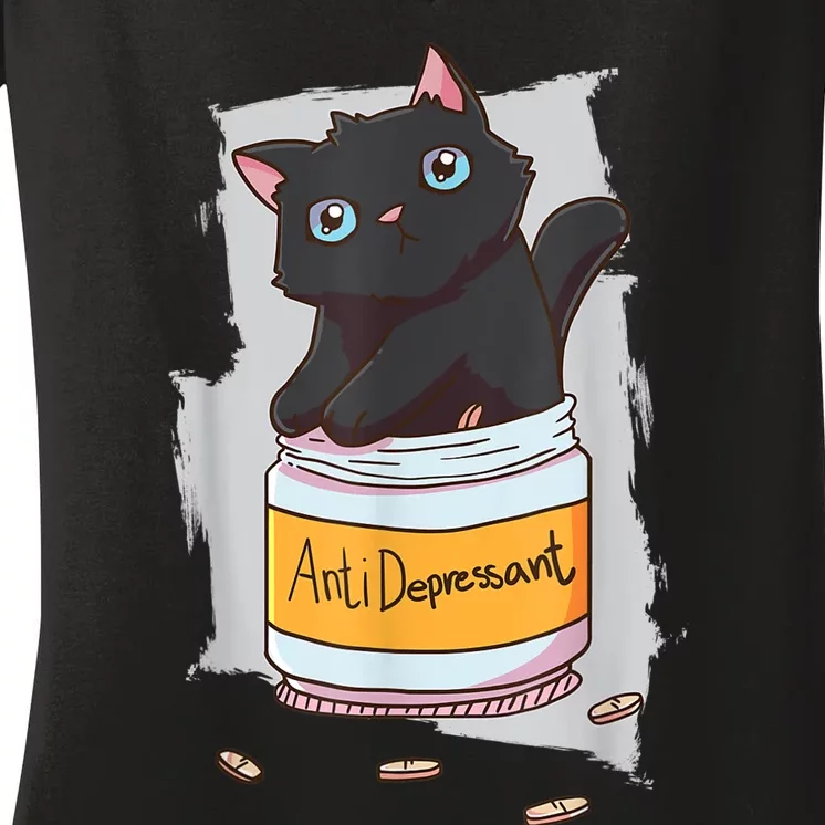 Cat Antidepressant Women's V-Neck T-Shirt