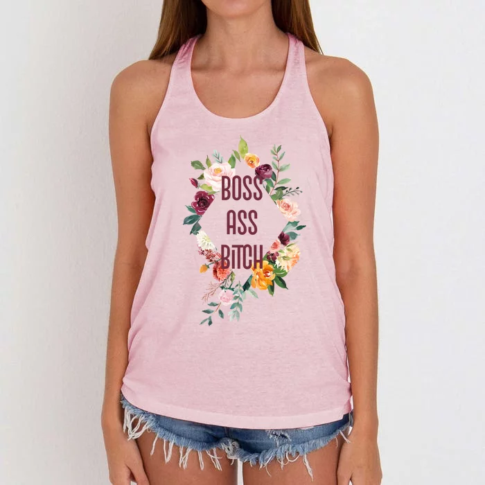 Cool And Chic Boss Ass Bitch Gift Women's Knotted Racerback Tank