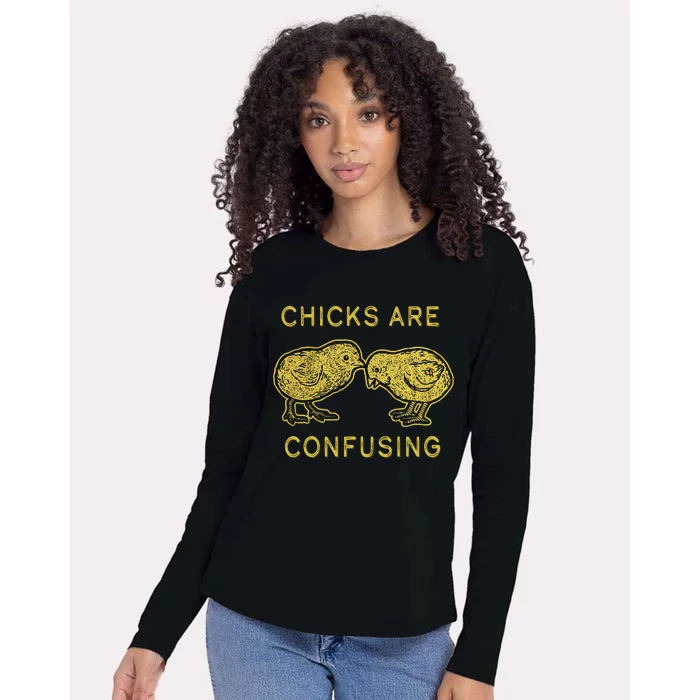 CHICKS ARE CONFUSING Womens Cotton Relaxed Long Sleeve T-Shirt