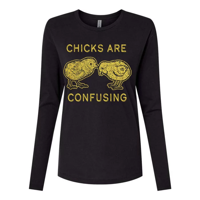 CHICKS ARE CONFUSING Womens Cotton Relaxed Long Sleeve T-Shirt