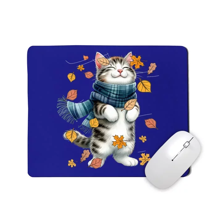 Cute Autumn Cat Fall Kitten Kitty Cat Lover Gift Mousepad