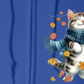 Cute Autumn Cat Fall Kitten Kitty Cat Lover Gift Full Zip Hoodie