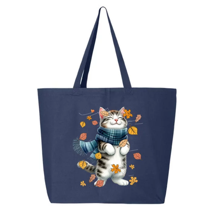 Cute Autumn Cat Fall Kitten Kitty Cat Lover Gift 25L Jumbo Tote