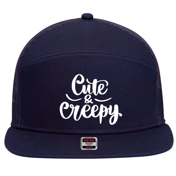 Cute And Creepy Halloween Funny 7 Panel Mesh Trucker Snapback Hat