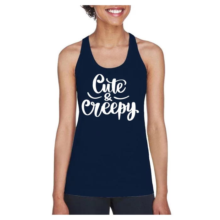 Cute And Creepy Halloween Funny Women's Racerback Tank