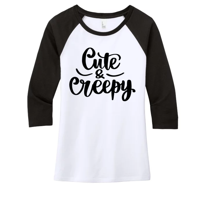 Cute And Creepy Halloween Funny Women's Tri-Blend 3/4-Sleeve Raglan Shirt