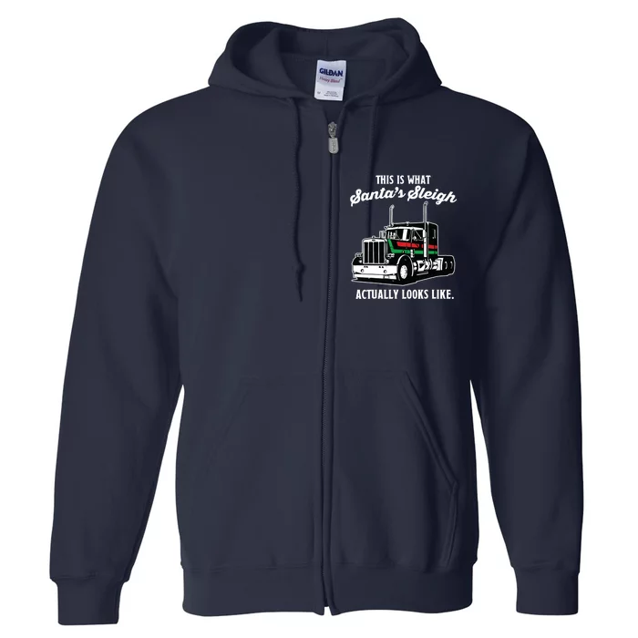 Christmas Asphalt Cowboy Trucker Truck Driver Gifts Full Zip Hoodie