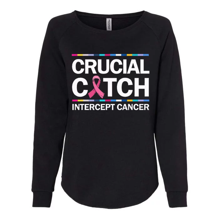 Crucial a Catch Intercept Cancer Breast Cancer Awareness Womens California Wash Sweatshirt