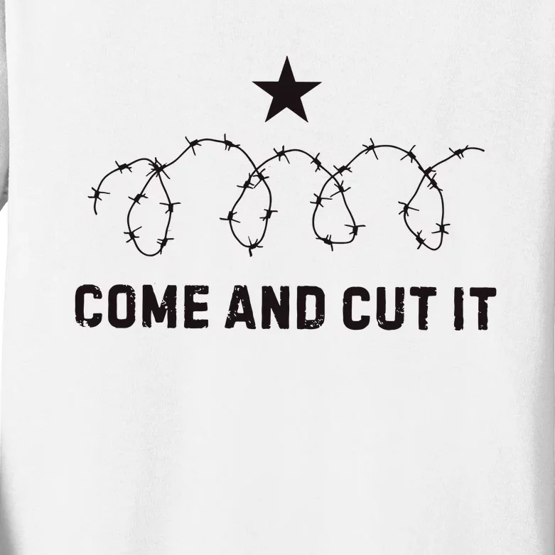 Come And Cut It Barbed Wire Political Kids Long Sleeve Shirt