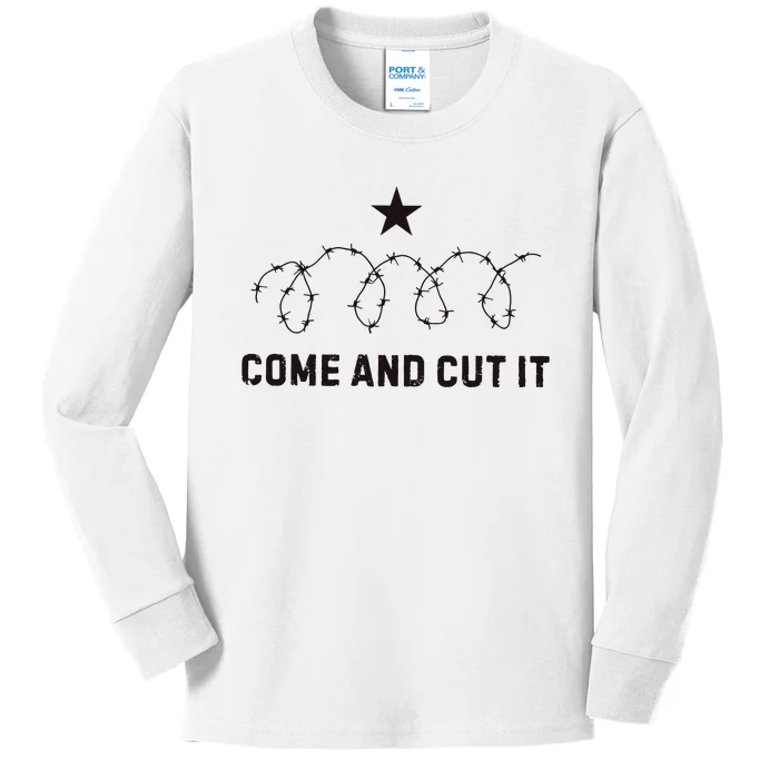 Come And Cut It Barbed Wire Political Kids Long Sleeve Shirt