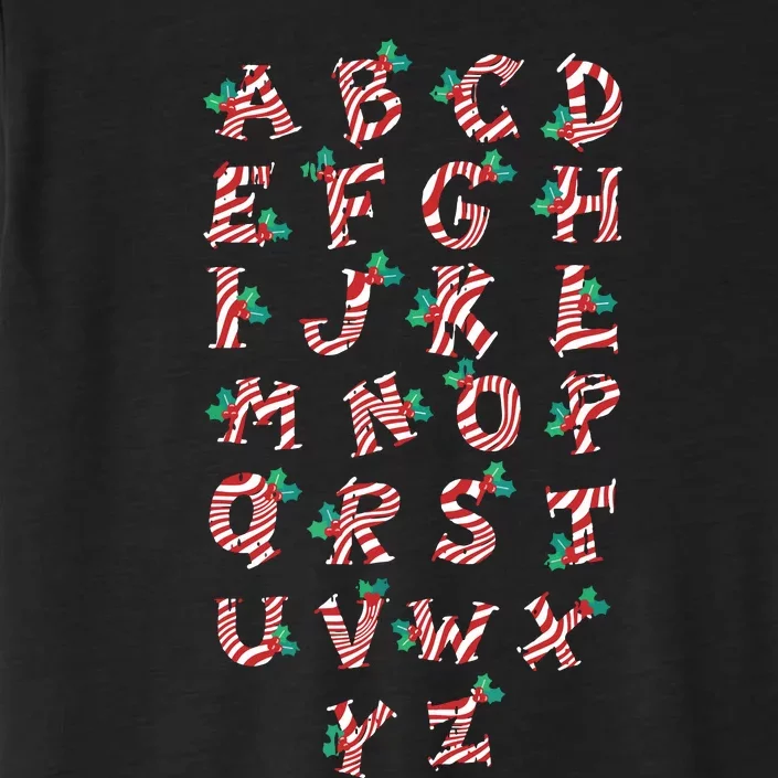 Christmas Alphabet Candy Cane Xmas Holiday Teacher ChromaSoft Performance T-Shirt