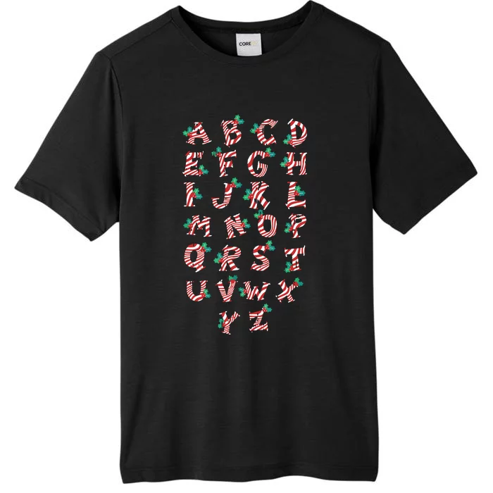 Christmas Alphabet Candy Cane Xmas Holiday Teacher ChromaSoft Performance T-Shirt