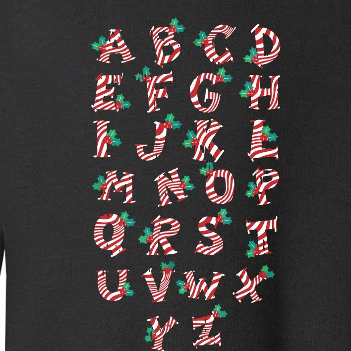 Christmas Alphabet Candy Cane Xmas Holiday Teacher Toddler Sweatshirt