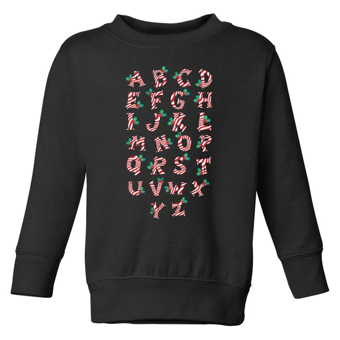 Christmas Alphabet Candy Cane Xmas Holiday Teacher Toddler Sweatshirt