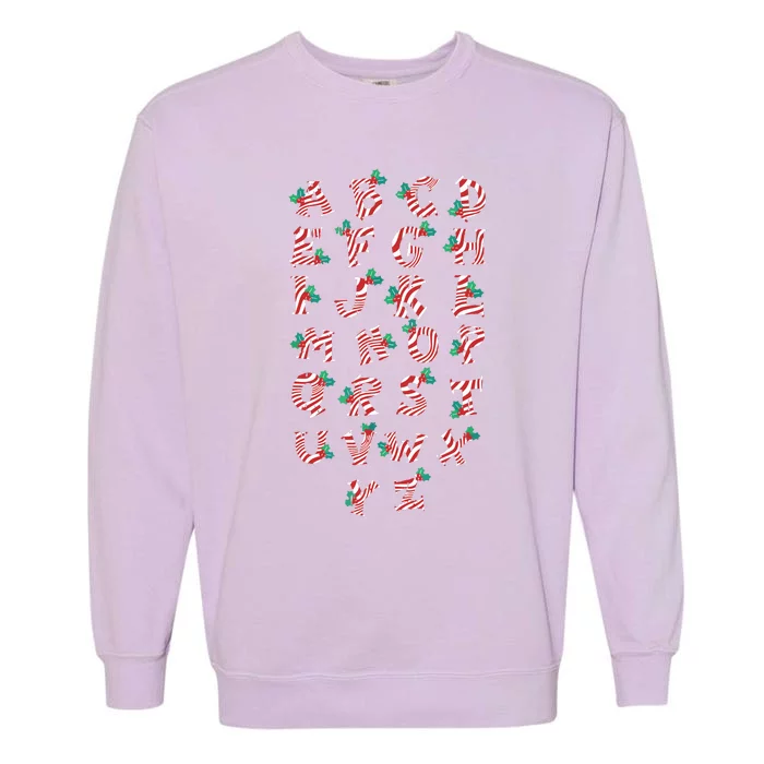 Christmas Alphabet Candy Cane Xmas Holiday Teacher Garment-Dyed Sweatshirt