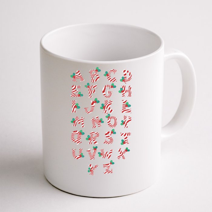 Christmas Alphabet Candy Cane Xmas Holiday Teacher Front & Back Coffee Mug