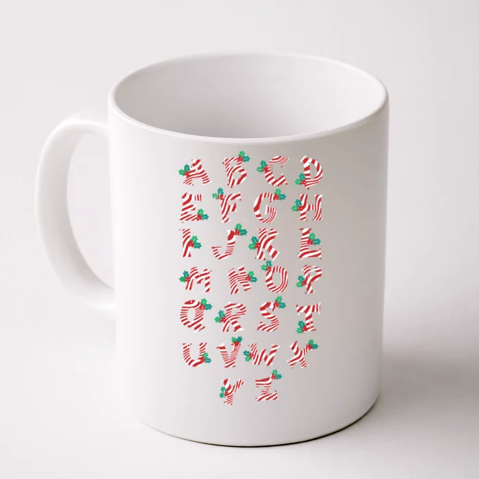 Christmas Alphabet Candy Cane Xmas Holiday Teacher Front & Back Coffee Mug