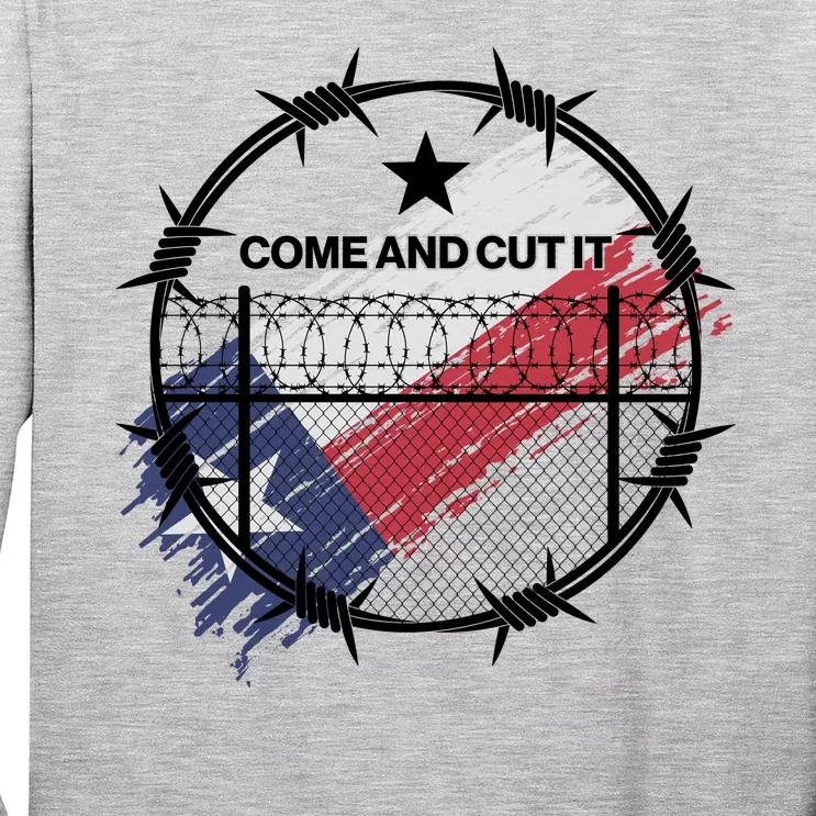 Come And Cut It Barbwire Texas Flag Long Sleeve Shirt