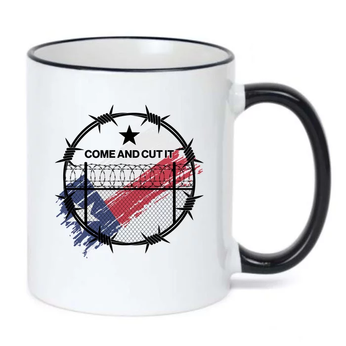 Come And Cut It Barbwire Texas Flag Black Color Changing Mug