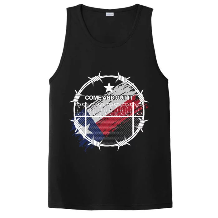 Come And Cut It Barbwire Texas Flag Performance Tank