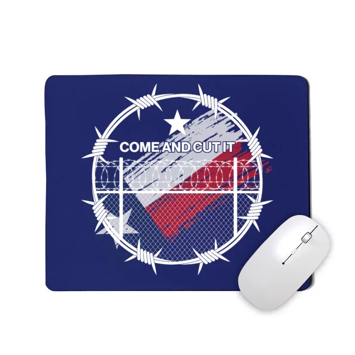 Come And Cut It Barbwire Texas Flag Mousepad