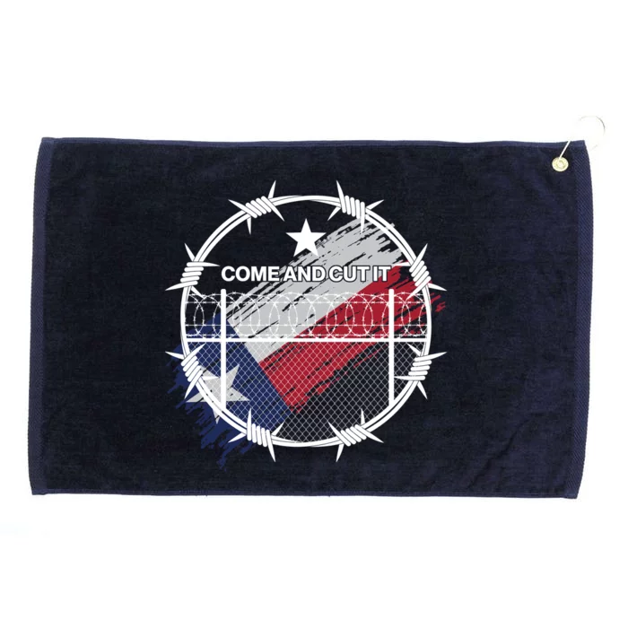 Come And Cut It Barbwire Texas Flag Grommeted Golf Towel